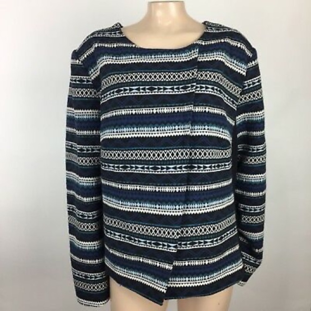 Lane Bryant Blue Geometric Moto Jacket Size 28
